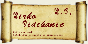 Mirko Videkanić vizit kartica